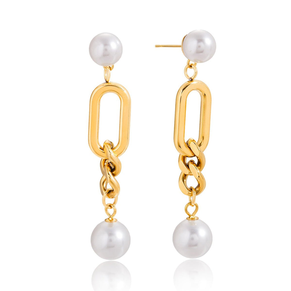 Olivia Link Drop Earrings | 18K Gold-Plated