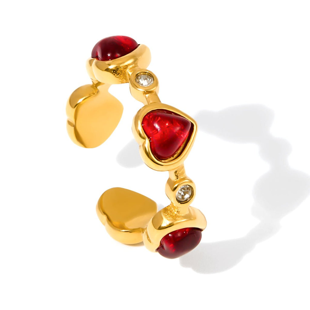 Esme Ruby Heart Ring | 18K Gold-Plated