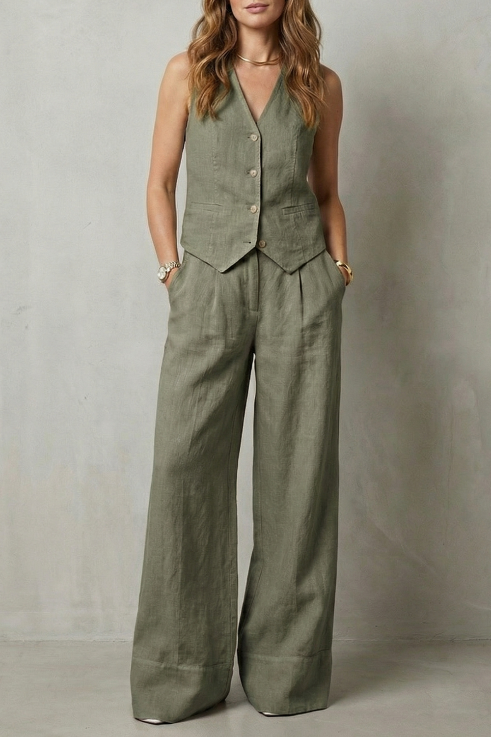 Linéaura – Relaxed tailored elegance – Vest and trouser set