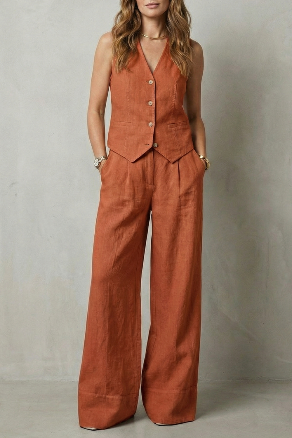 Linéaura – Relaxed tailored elegance – Vest and trouser set