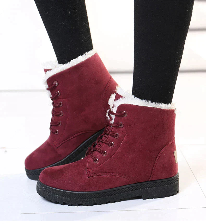 Women's Winter Snow Boots, Fur Trim and Low Heel