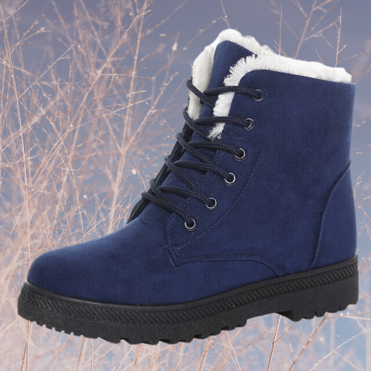 Women's Winter Snow Boots, Fur Trim and Low Heel