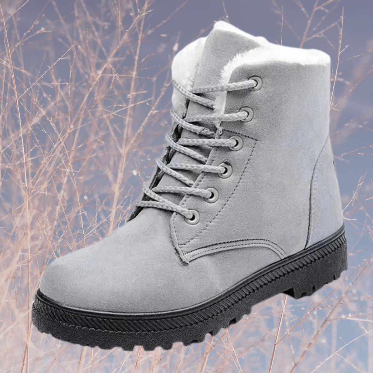 Women's Winter Snow Boots, Fur Trim and Low Heel
