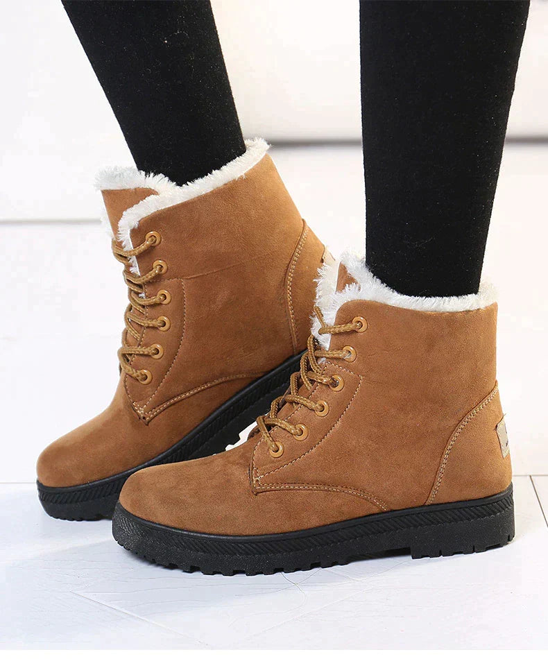 Women's Winter Snow Boots, Fur Trim and Low Heel