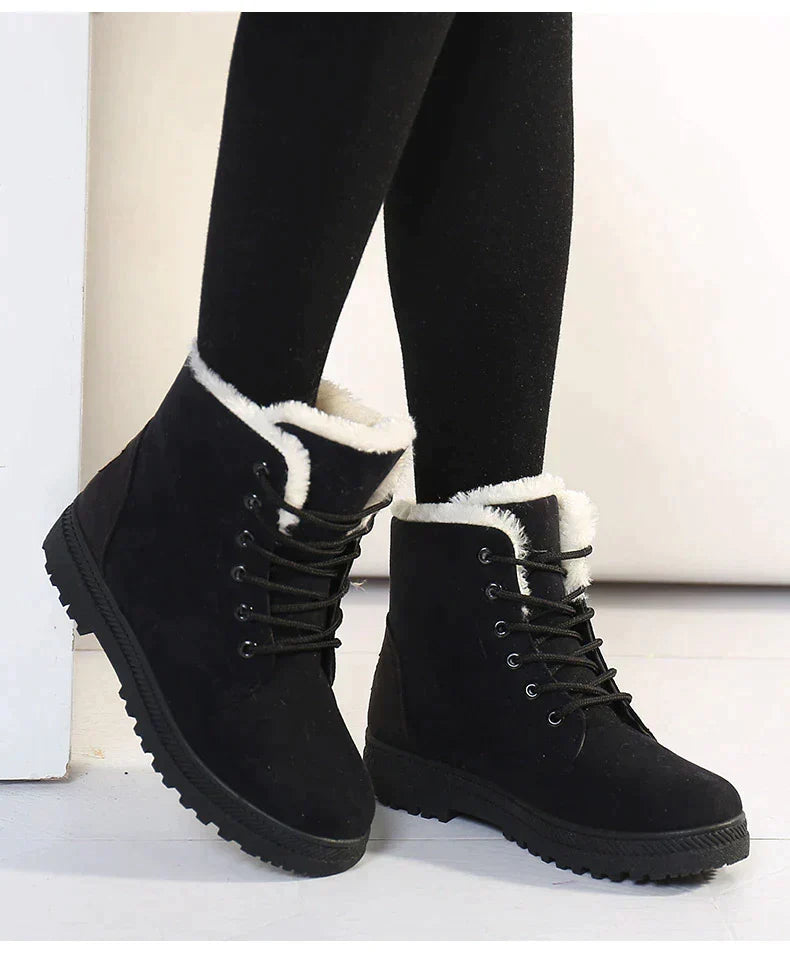 Women's Winter Snow Boots, Fur Trim and Low Heel
