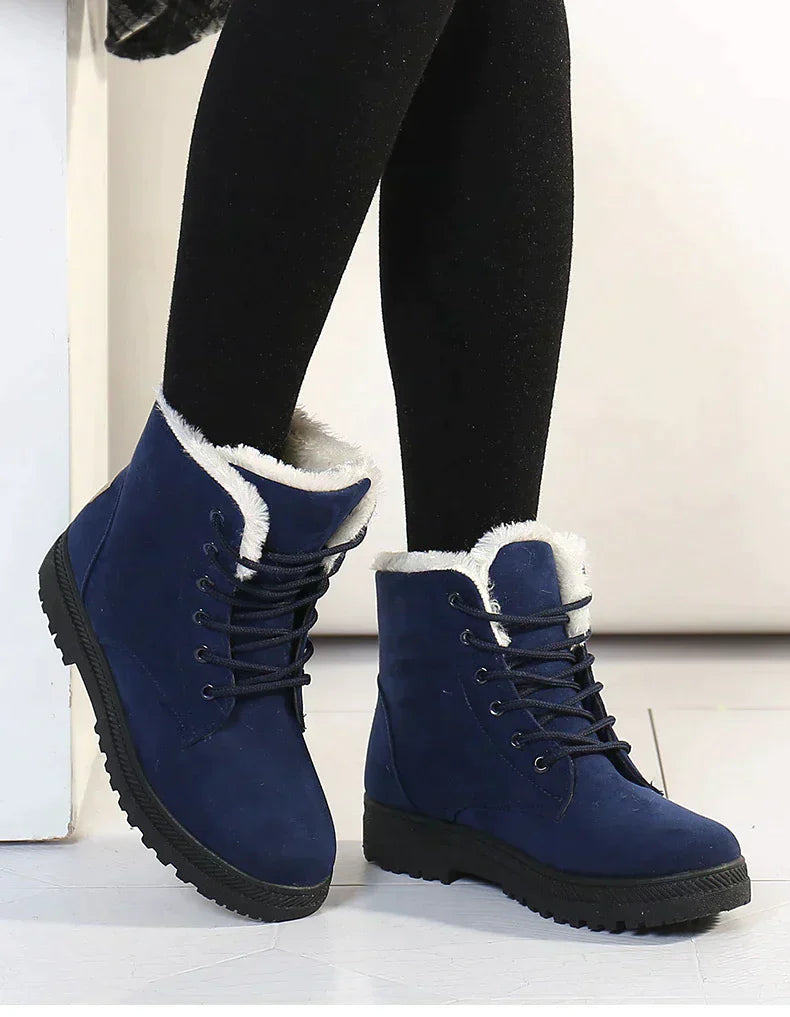 Women's Winter Snow Boots, Fur Trim and Low Heel