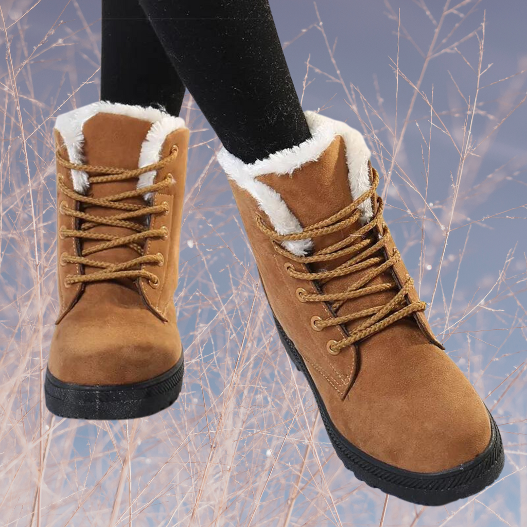Women's Winter Snow Boots, Fur Trim and Low Heel