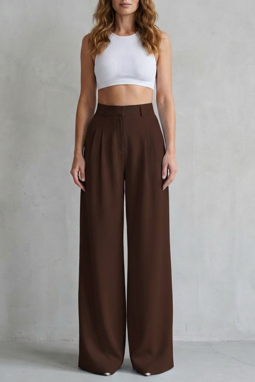 Lunévia – Flowing drape – Wide-leg tailored trousers