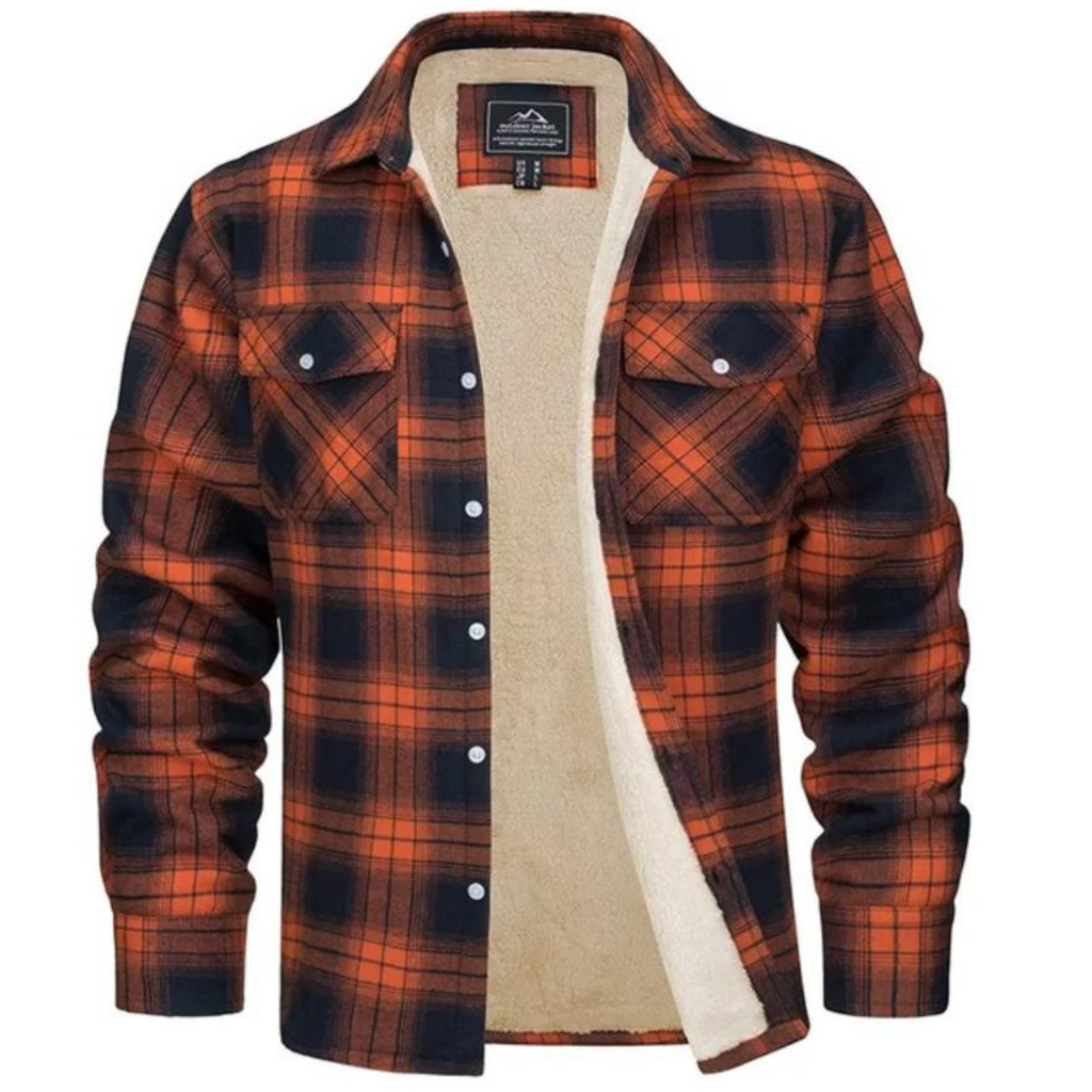Men's Sherpa Lined Check Overshirt for Winter