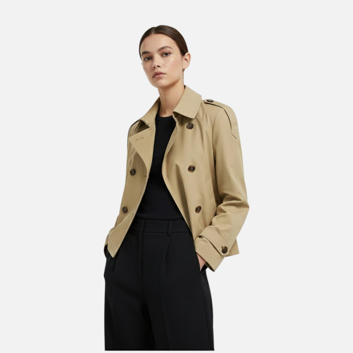 Women's Belted Short Trench Coat
