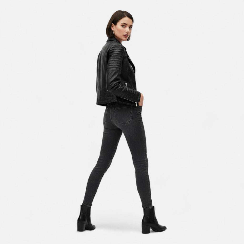 Timeless Women's Leather Biker Design Jacket