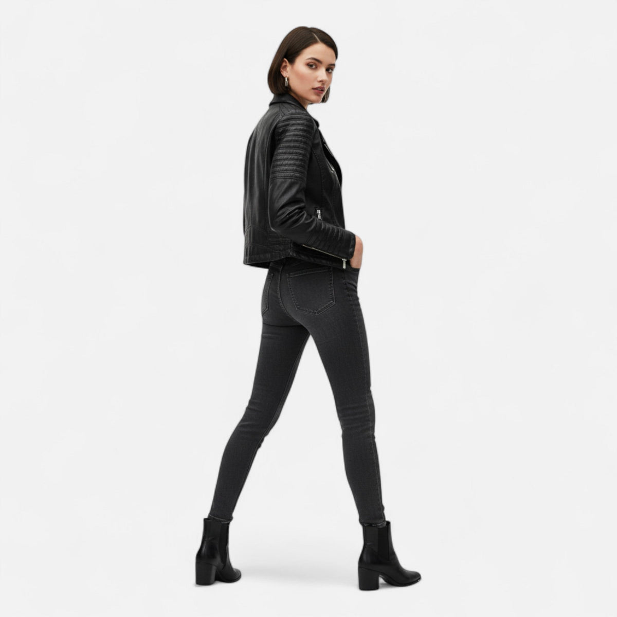 Timeless Women's Leather Biker Design Jacket