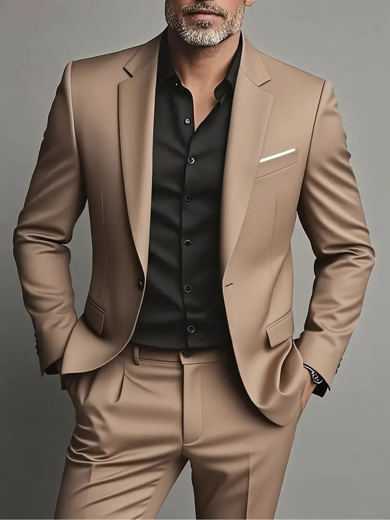 Elegant Spring Suit for Men, Tailored Fit