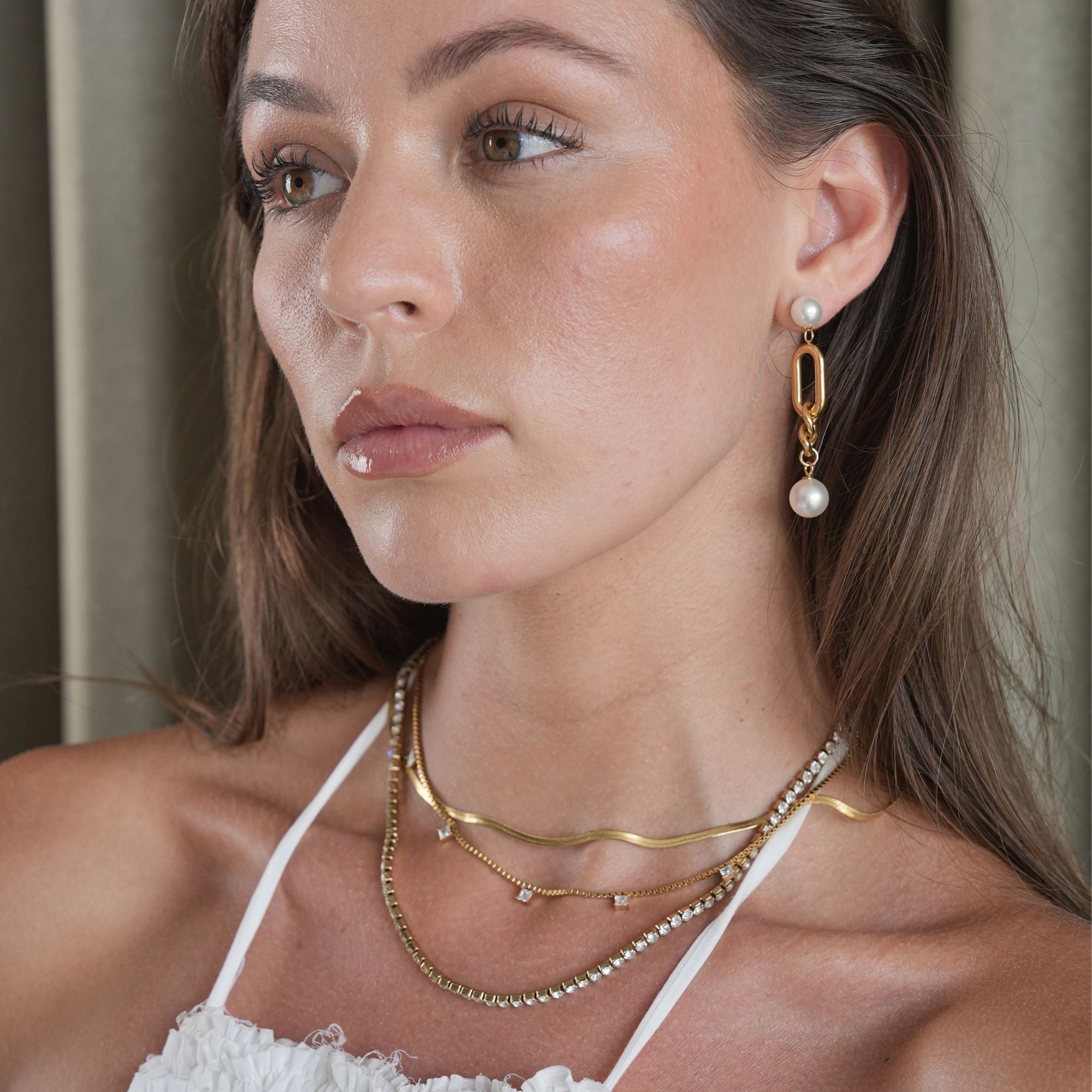 Olivia Link Drop Earrings | 18K Gold-Plated