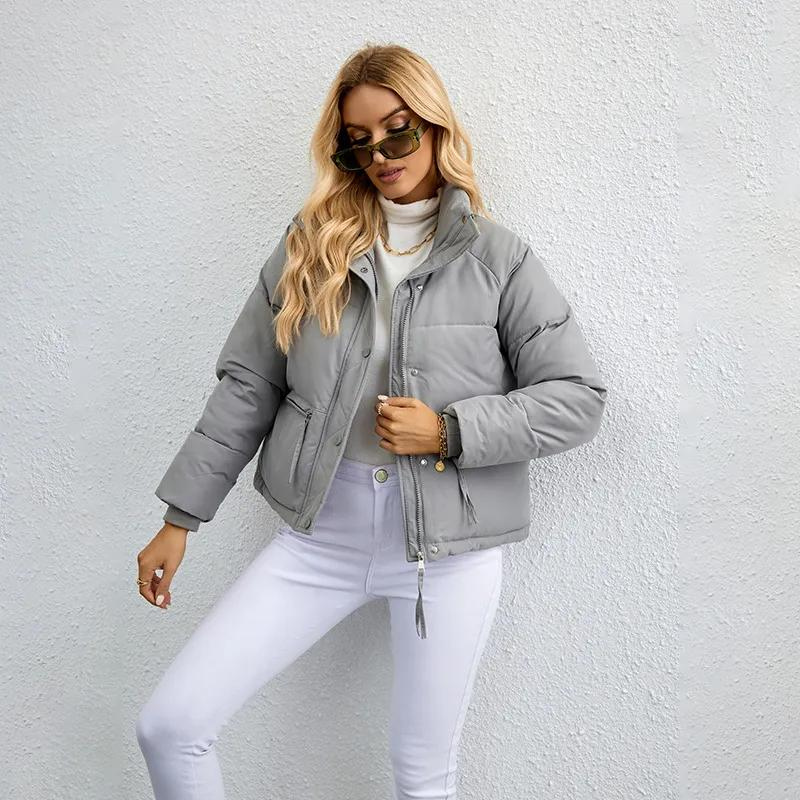 Women's Winter Puffer Jacket, Short High Neck