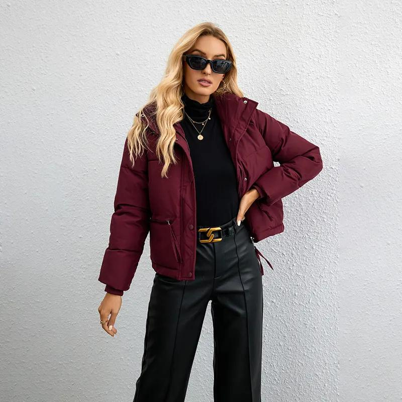 Women's Winter Puffer Jacket, Short High Neck