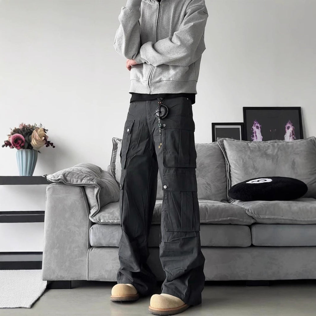 Men's Winter Cargo Trousers, Wide Leg and Multi-Pocket
