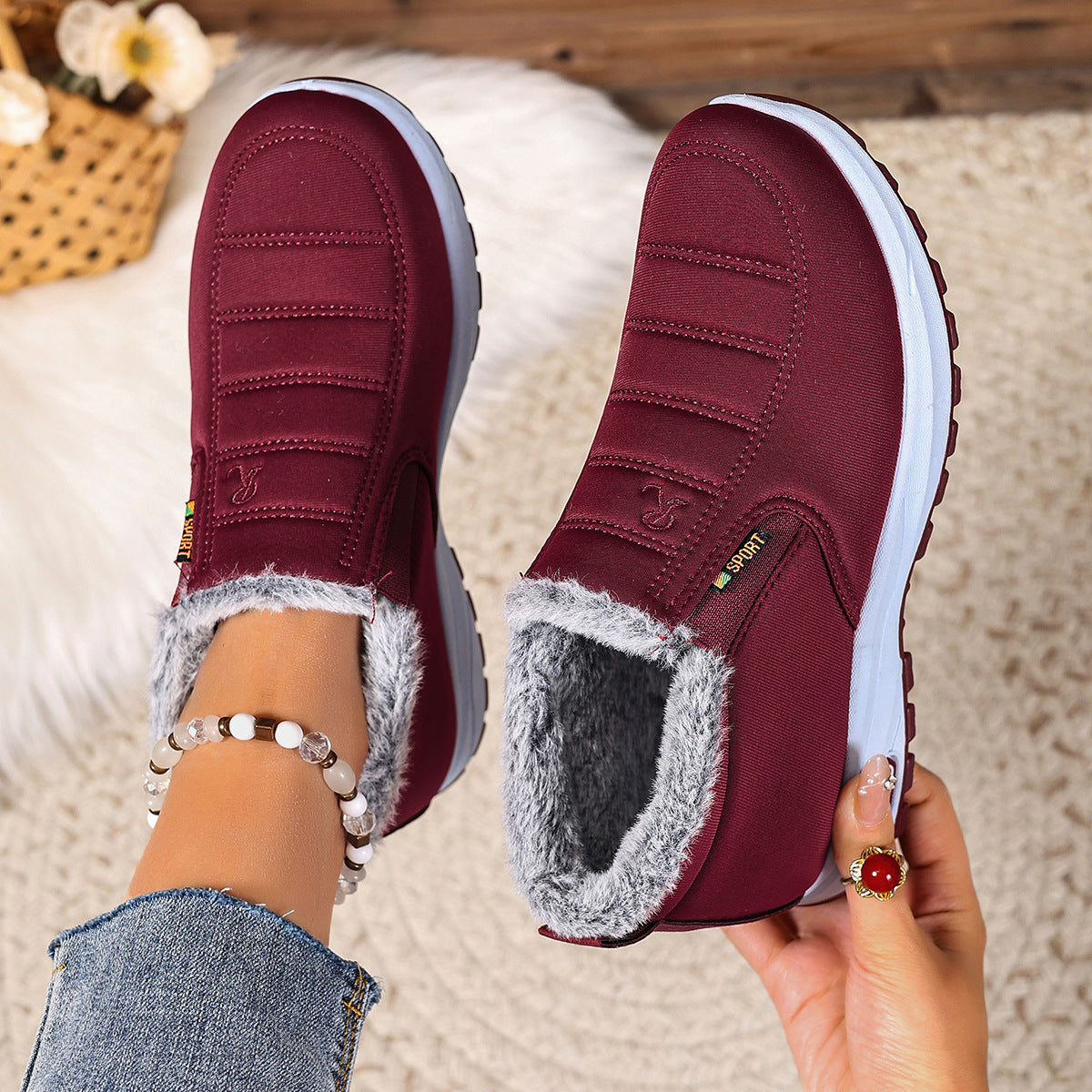 Women's Winter Slip-On Sneakers, Warm Lining