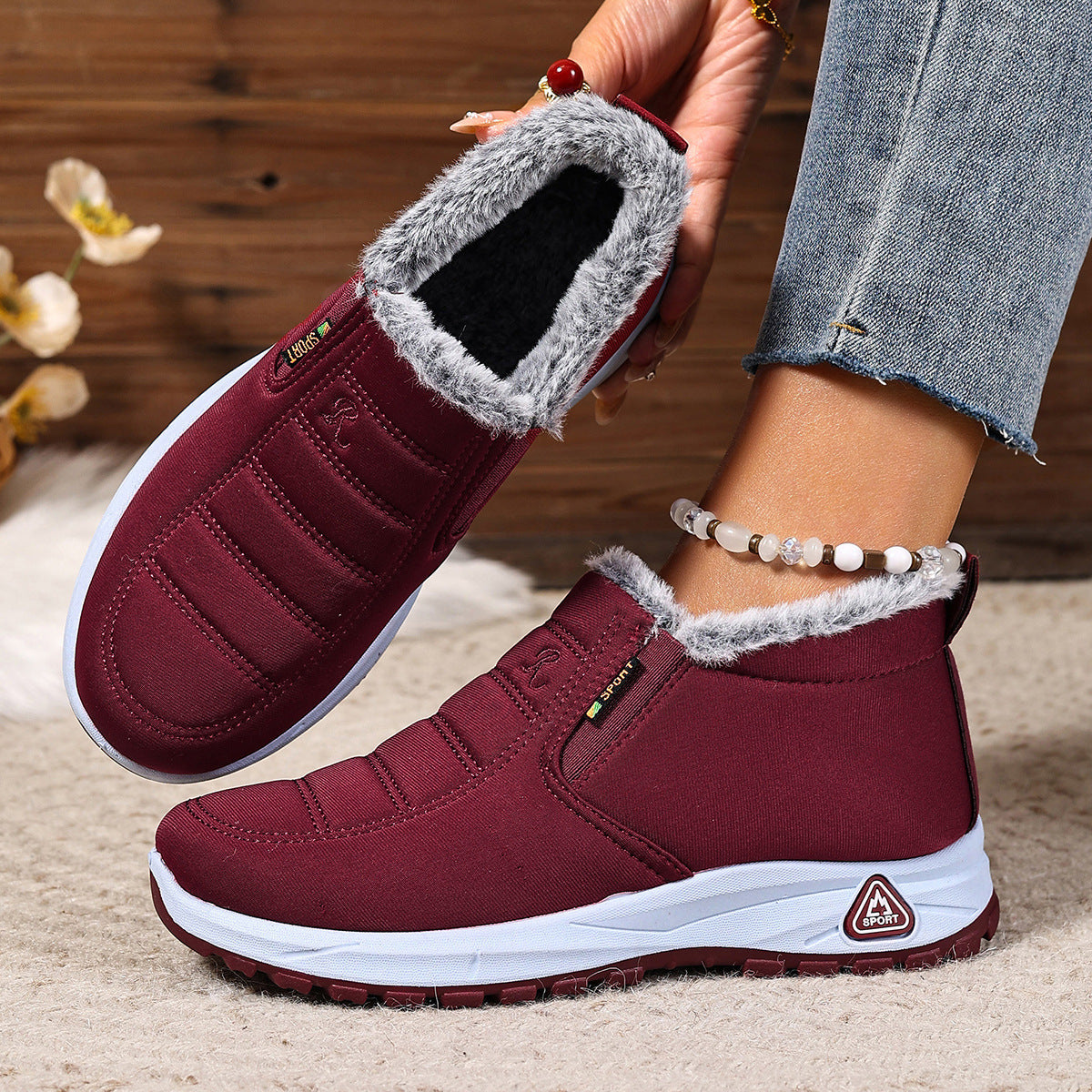 Women's Winter Slip-On Sneakers, Warm Lining