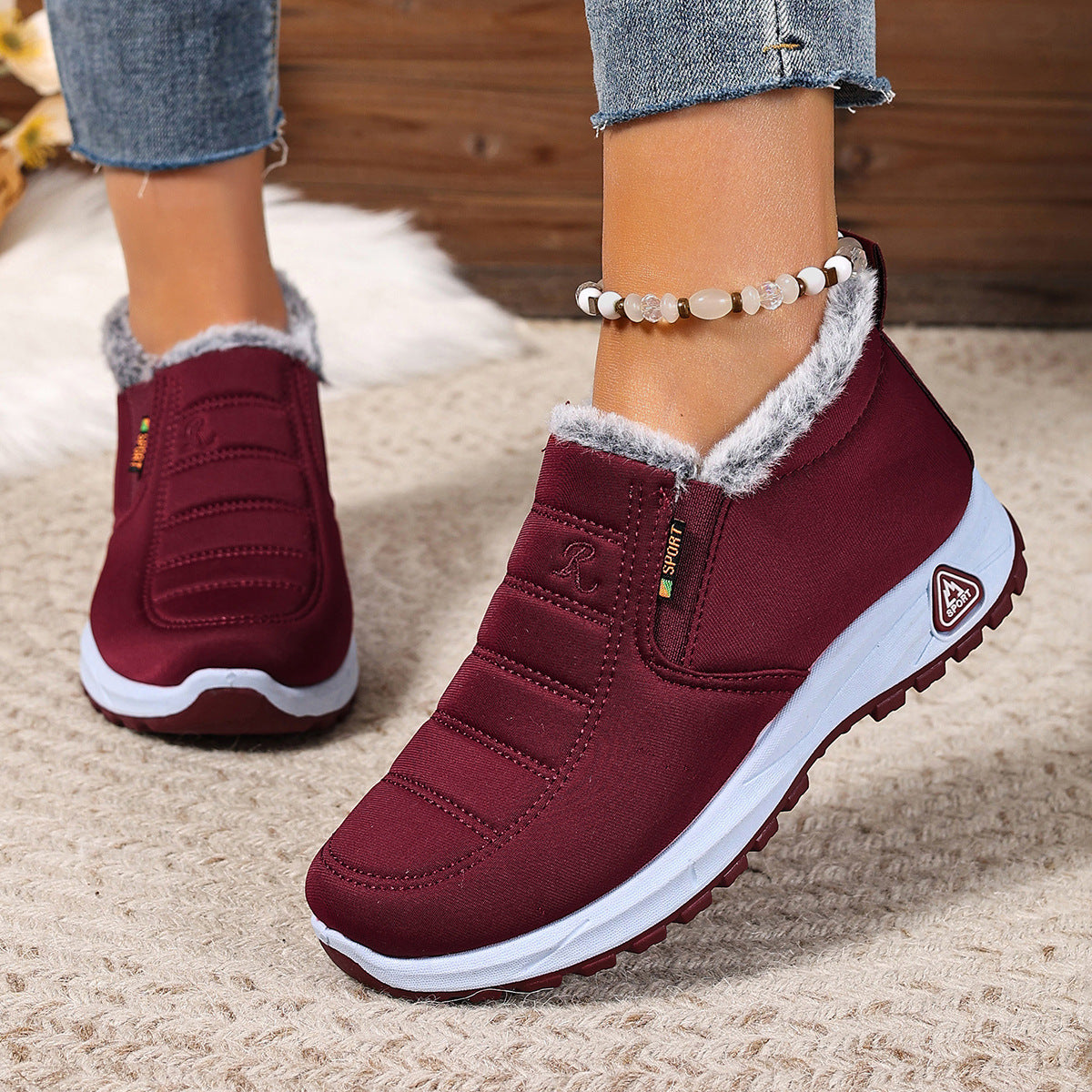 Women's Winter Slip-On Sneakers, Warm Lining