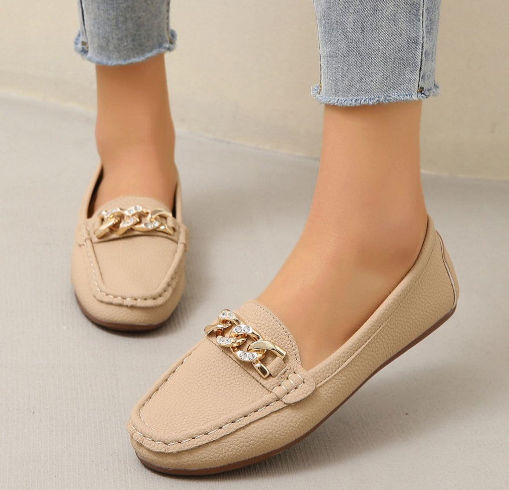Eden - Flat Diamond Buckle Loafers