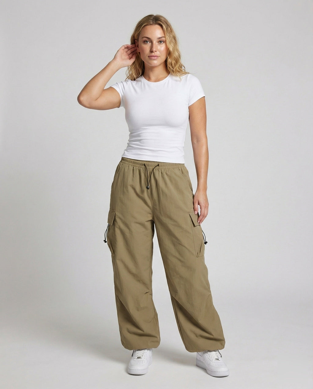 Women's Winter Cargo Pants, Balloon Fit and Drawstring