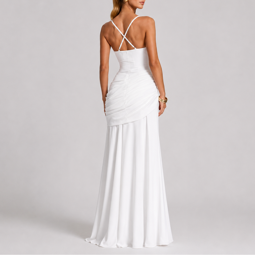 Women’s Elegant Ruched Maxi Evening Dress