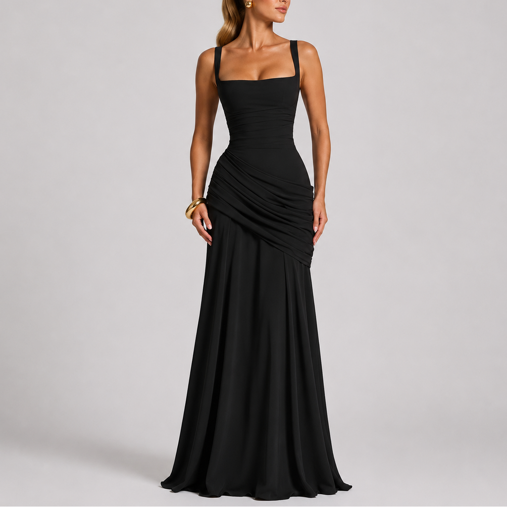 Women’s Elegant Ruched Maxi Evening Dress