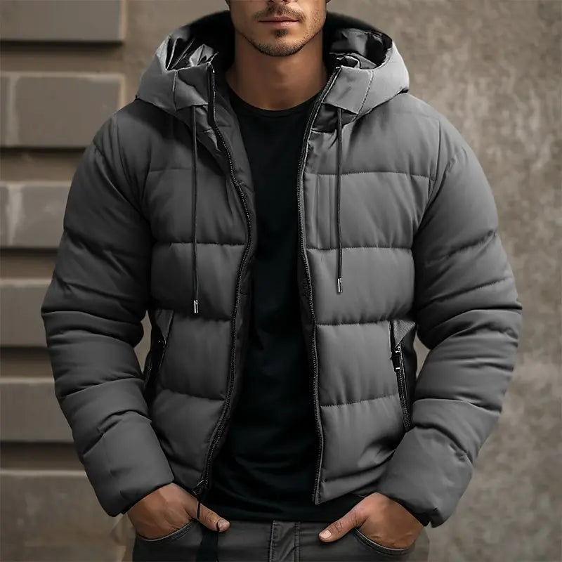 Men's Winter Hooded Puffer Jacket, Insulated