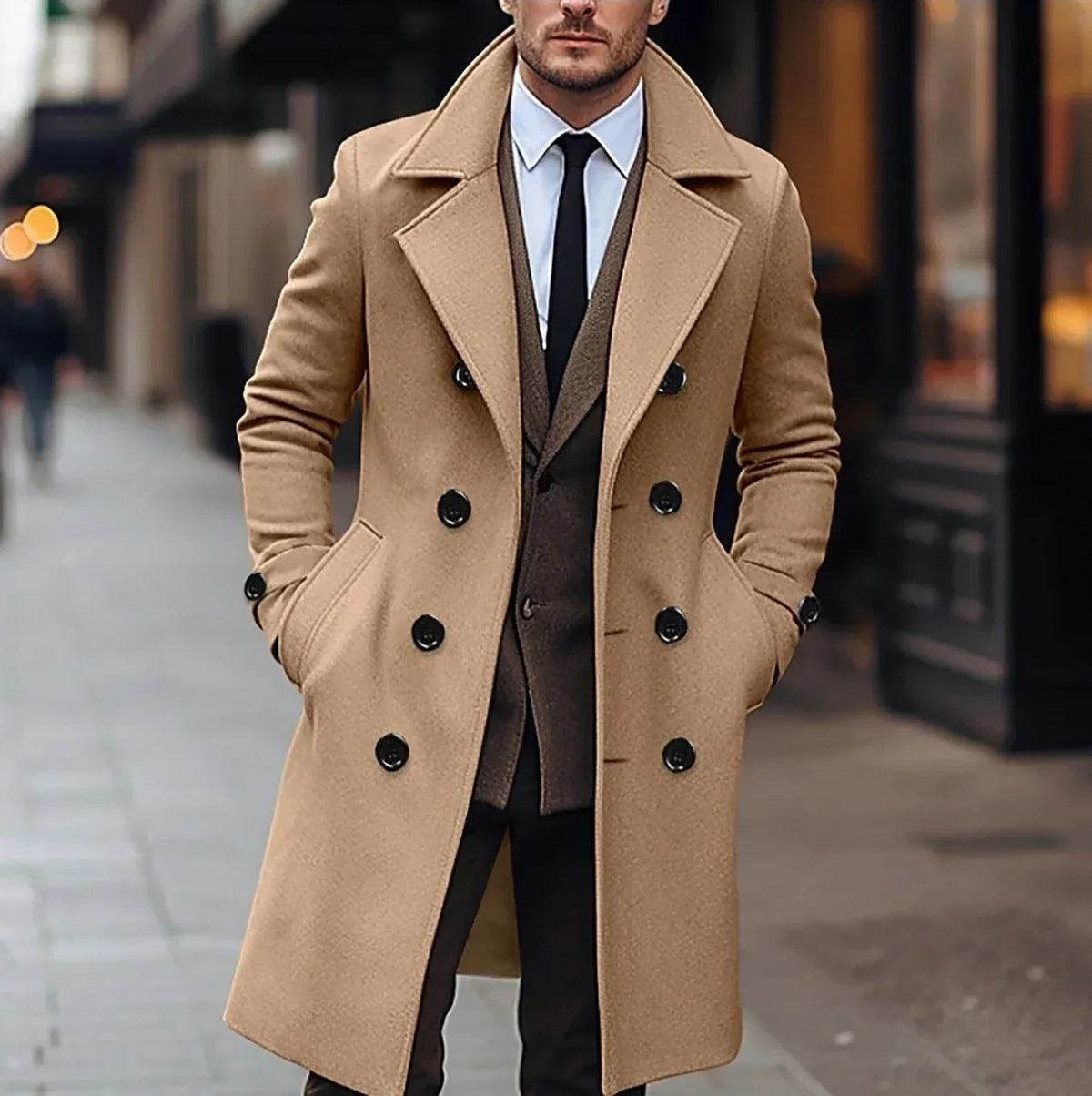 Men's Winter Trench Coat, Double-Breasted