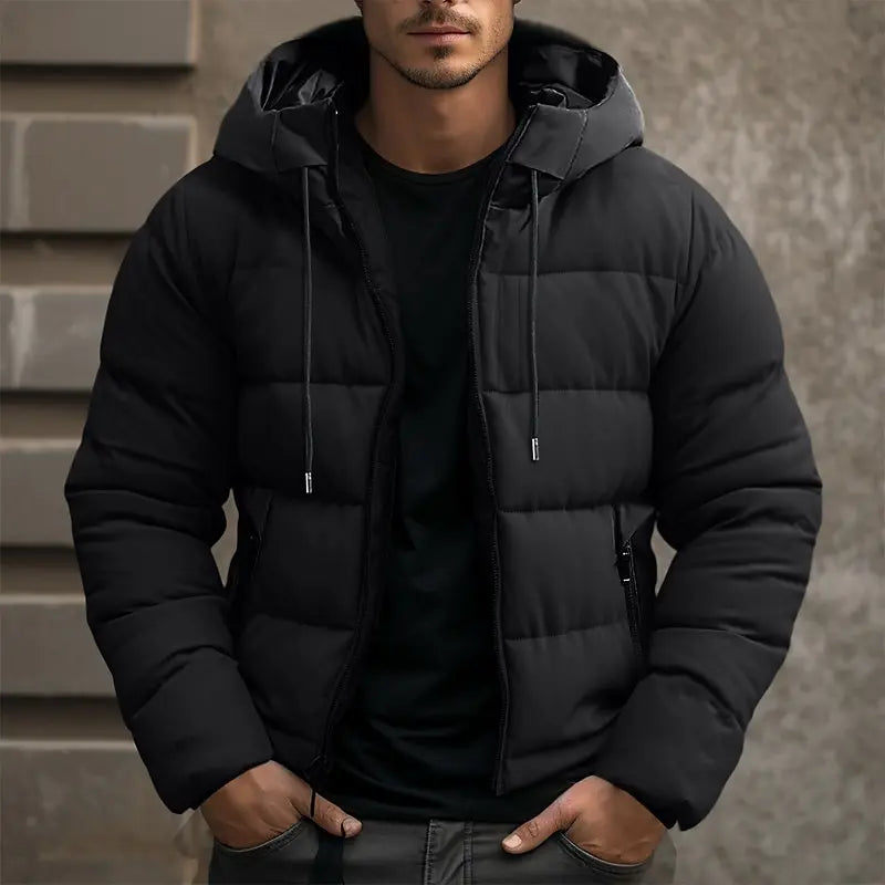 Men's Winter Hooded Puffer Jacket, Insulated