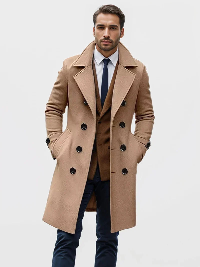 Men's Winter Trench Coat, Double-Breasted