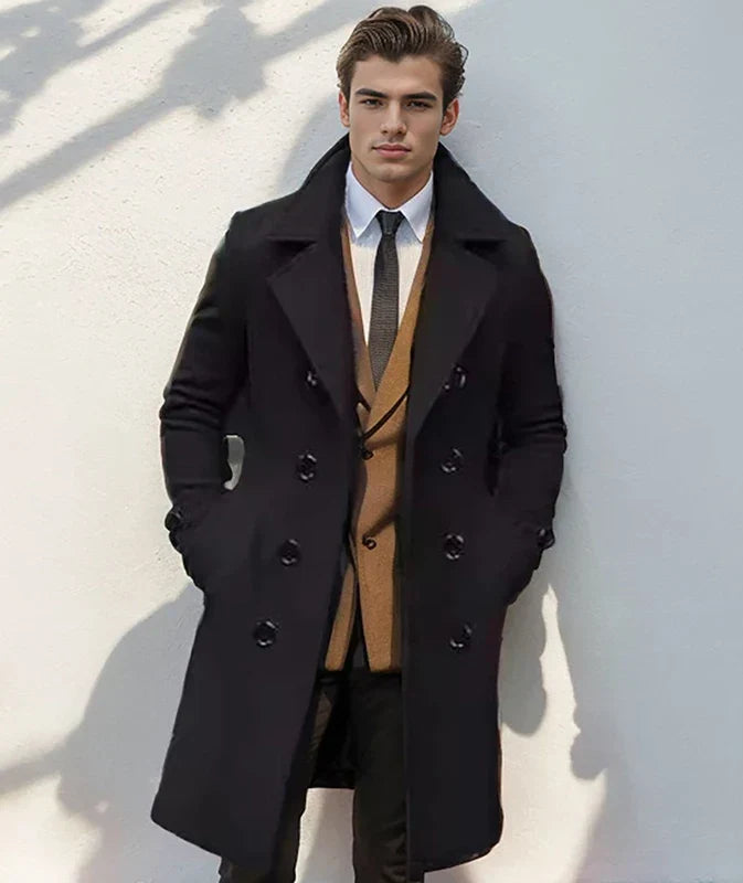 Men's Winter Trench Coat, Double-Breasted