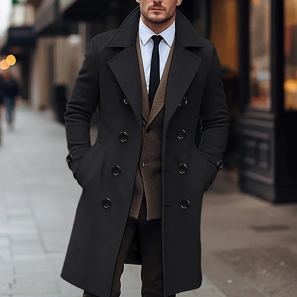 Men's Winter Trench Coat, Double-Breasted