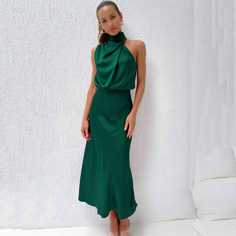 Vestido de noche elegante con cuello halter para mujer