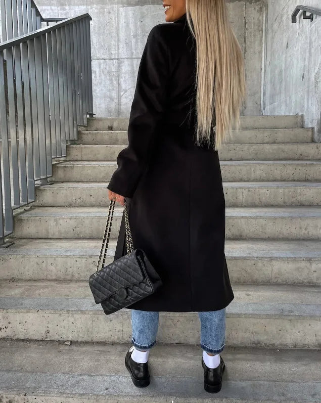 Women's Long Belted Double-Breasted Winter Coat