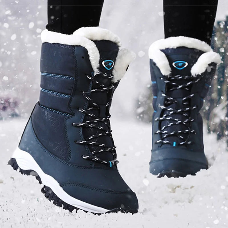 Women's Winter Snow Boots, Plush Lined and Lace-Up