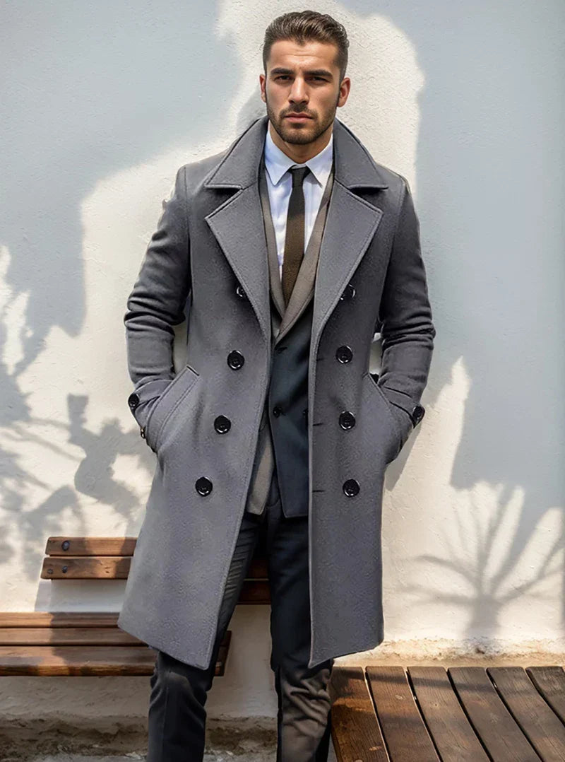 Men's Winter Trench Coat, Double-Breasted