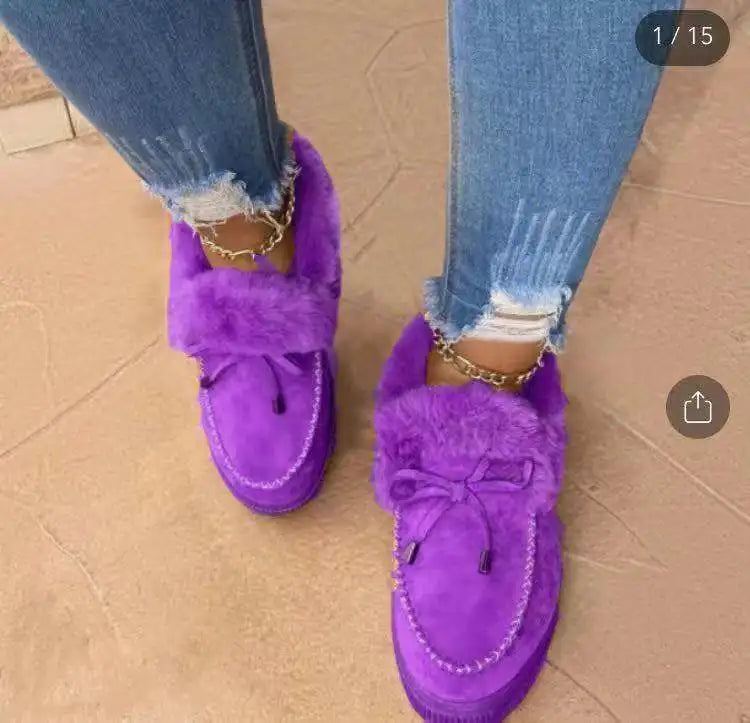 Women's Winter Moccasin Shoes, Plush Lined Slip-On