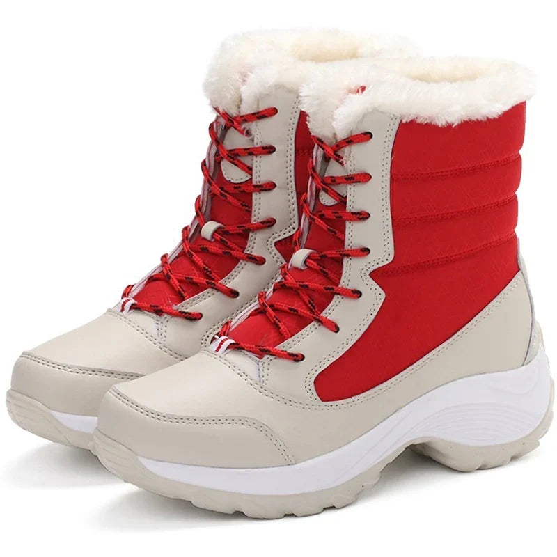 Women's Winter Snow Boots, Plush Lined and Lace-Up