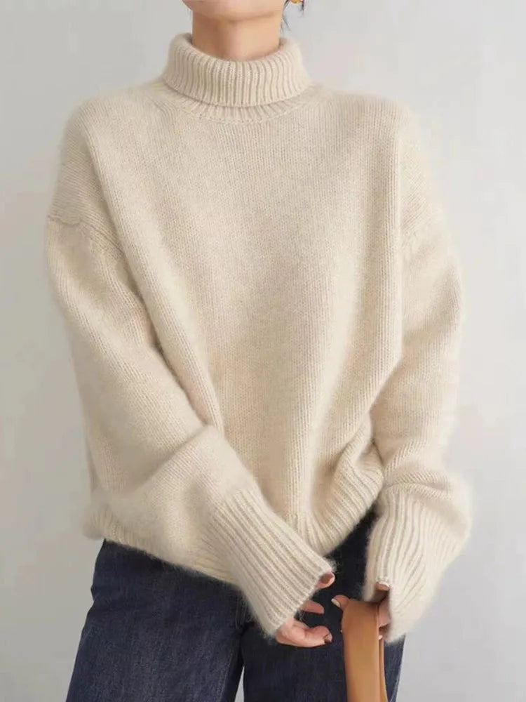 Women's Luxury Cashmere Turtleneck Sweater Elegant Winter