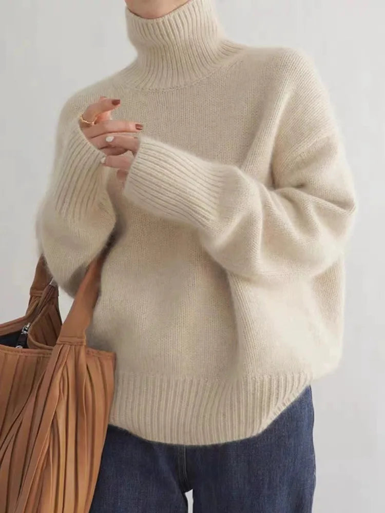 Women's Luxury Cashmere Turtleneck Sweater Elegant Winter
