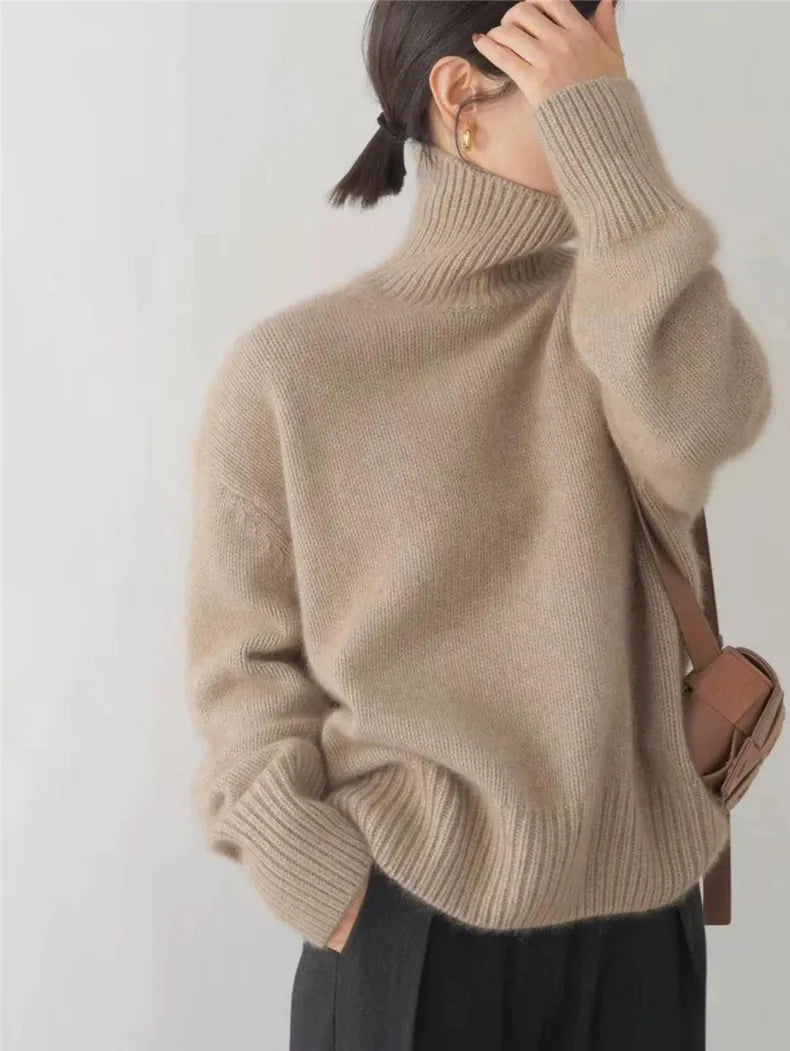 Women's Luxury Cashmere Turtleneck Sweater Elegant Winter