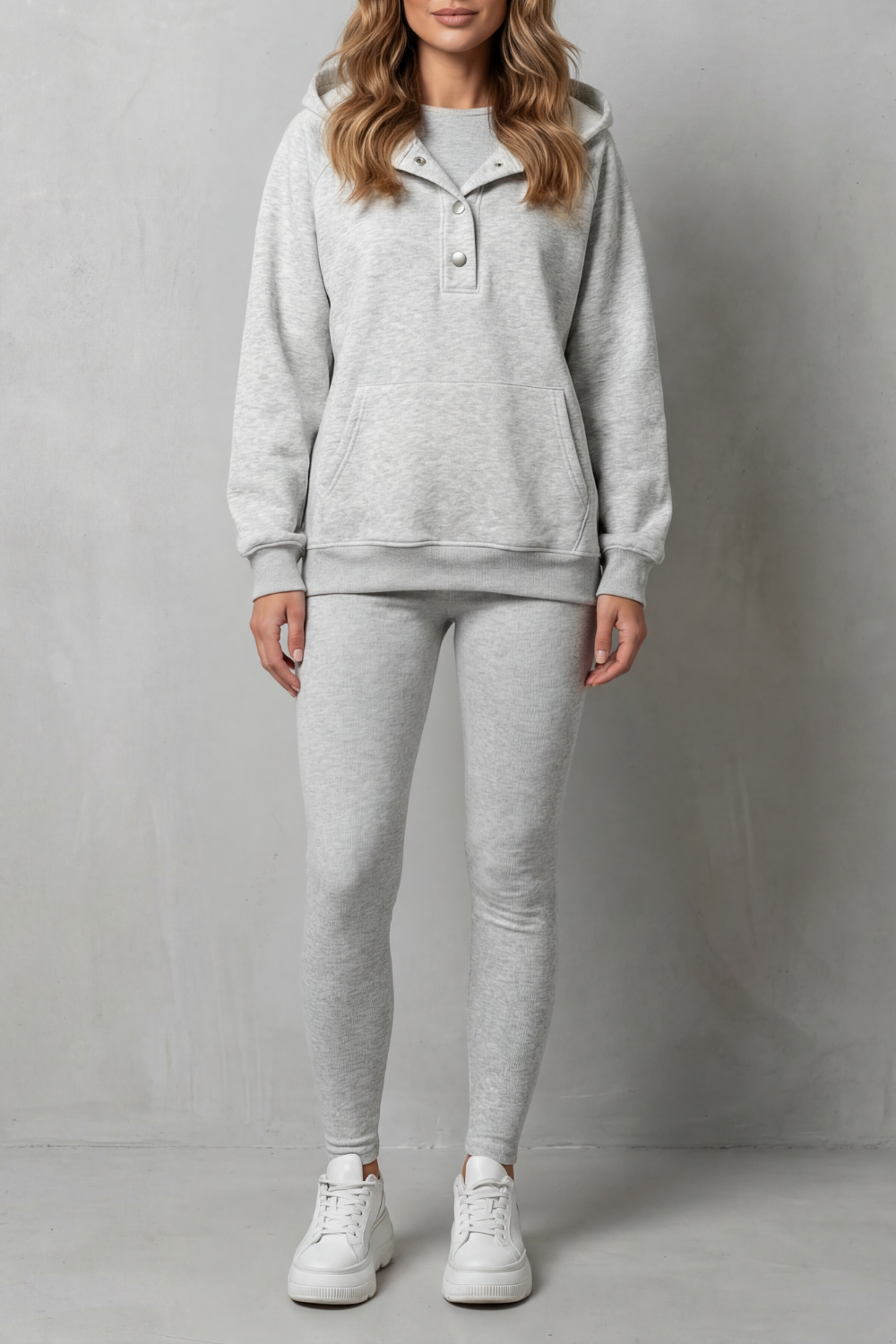 Thalina – Button detail hoodie – Cozy Relaxed Set