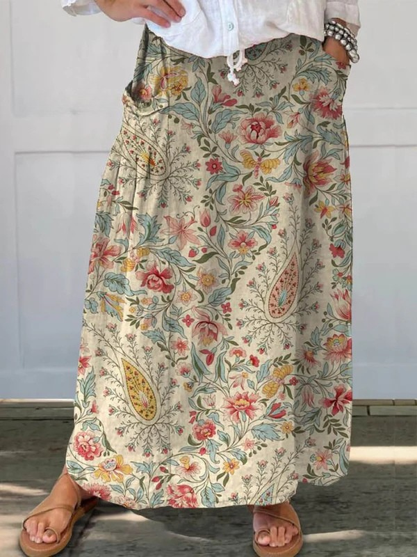 Nancy | Vintage Floral Printed Pocket Skirt