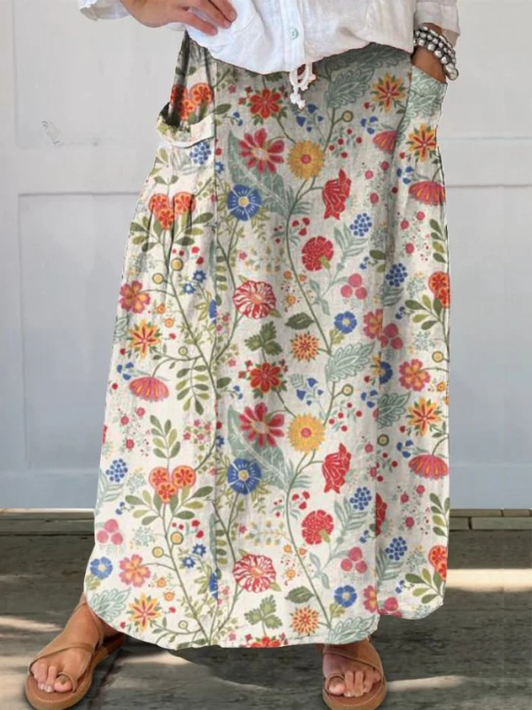 Pandora | Floral Print Elastic Waistband Skirt