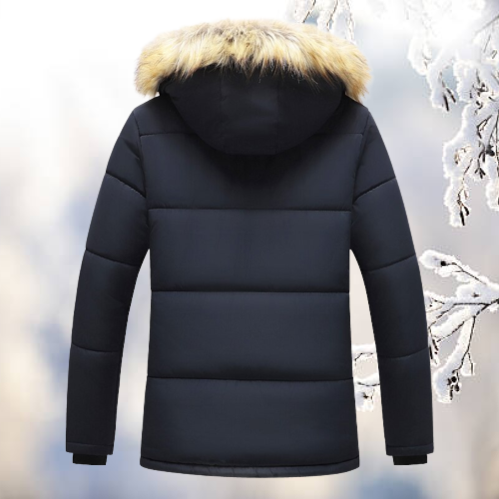 Men's Winter Parka, Windproof and Fur-Trimmed Hood