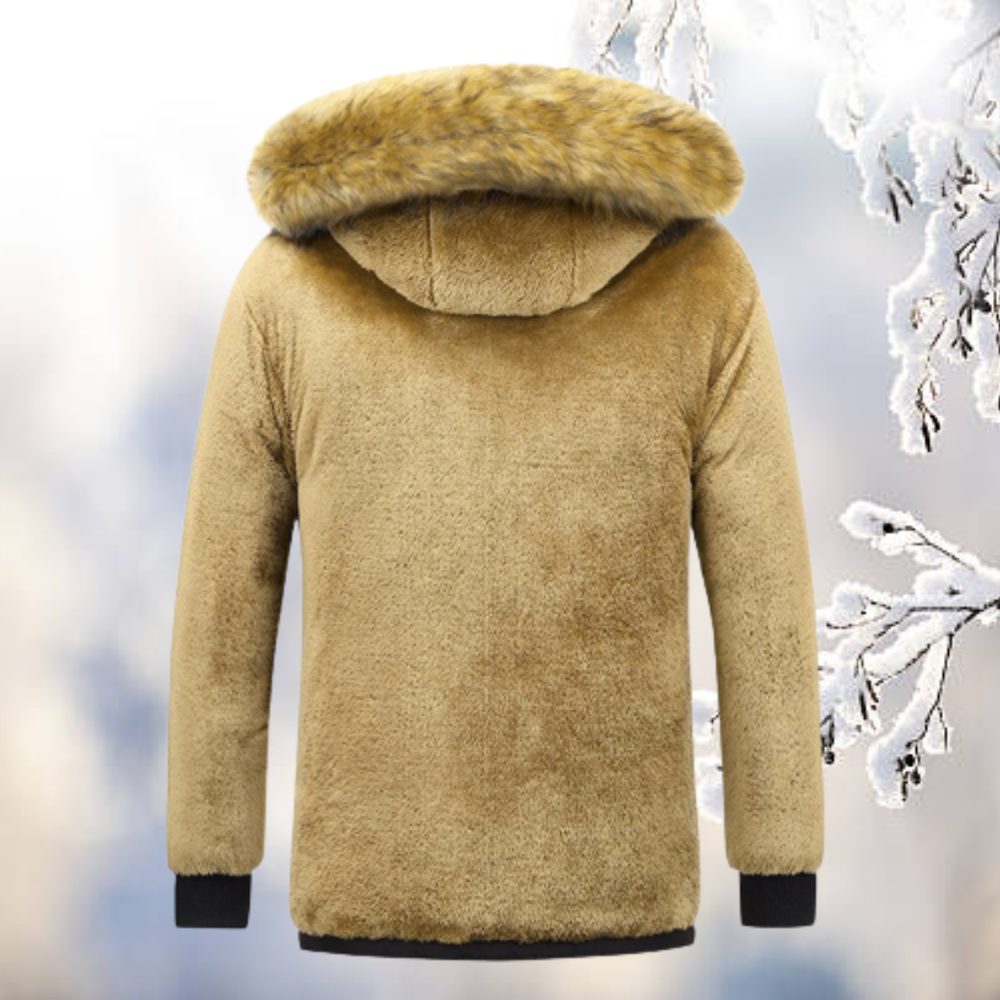 Men's Winter Parka, Windproof and Fur-Trimmed Hood