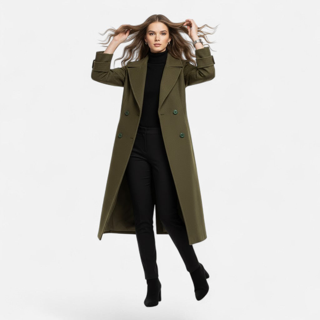 Women's Winter Cashmere-Blend Coat, Double-Breasted