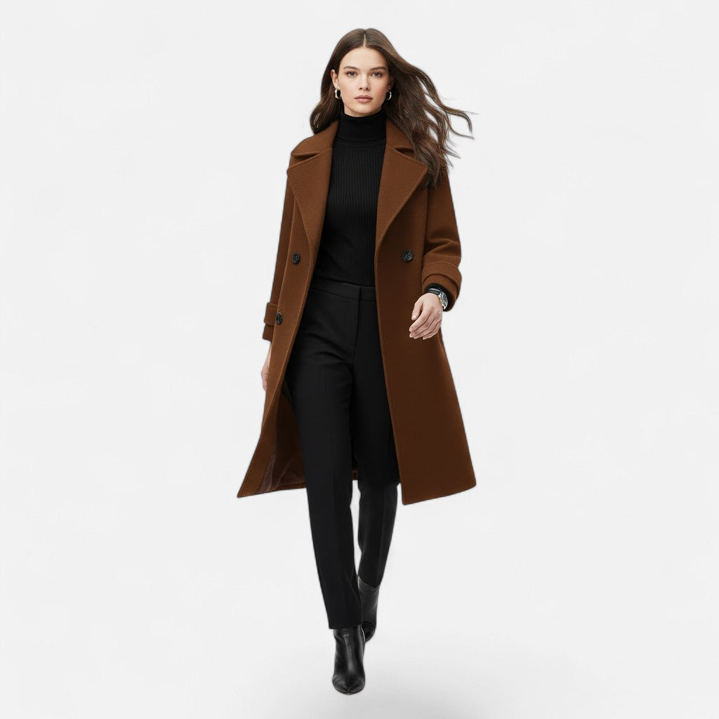 Women's Winter Cashmere-Blend Coat, Double-Breasted